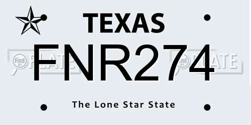 FNR274 Texas License Plate