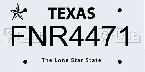 FNR4471 Texas License Plate