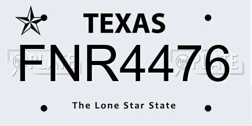 FNR4476 Texas License Plate