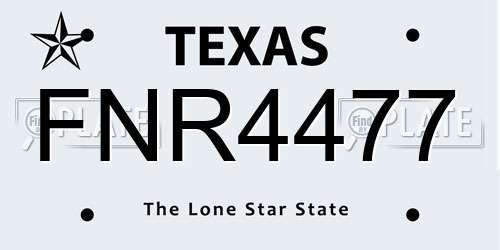 FNR4477 Texas License Plate