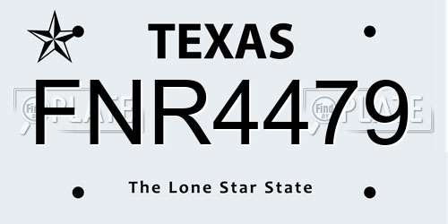 FNR4479 Texas License Plate
