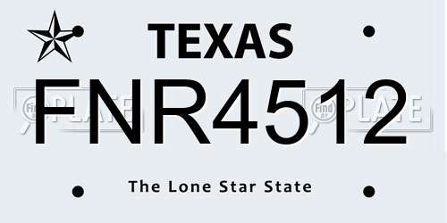 FNR4512 Texas License Plate