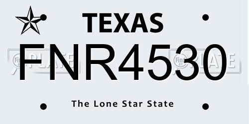 FNR4530 Texas License Plate