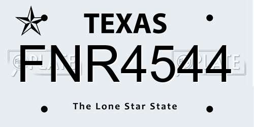 FNR4544 Texas License Plate