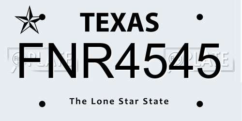 FNR4545 Texas License Plate