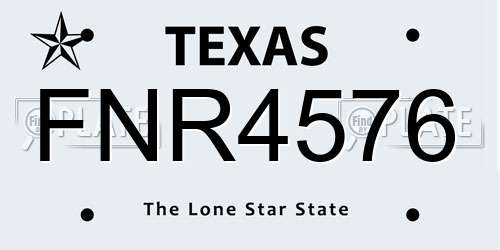 FNR4576 Texas License Plate
