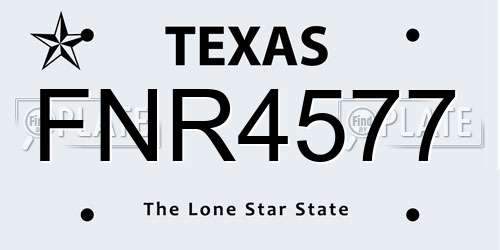 FNR4577 Texas License Plate