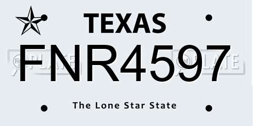 FNR4597 Texas License Plate