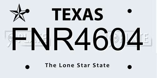 FNR4604 Texas License Plate