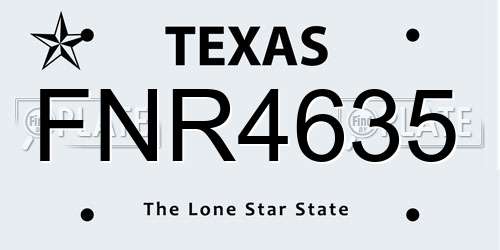 FNR4635 Texas License Plate