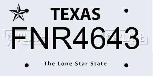 FNR4643 Texas License Plate
