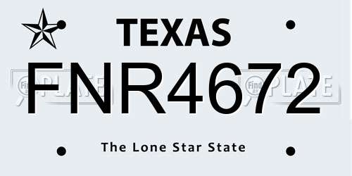 FNR4672 Texas License Plate