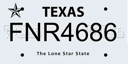 FNR4686 Texas License Plate
