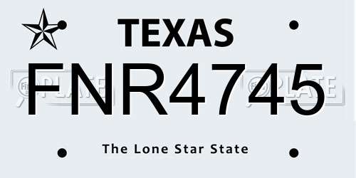 FNR4745 Texas License Plate