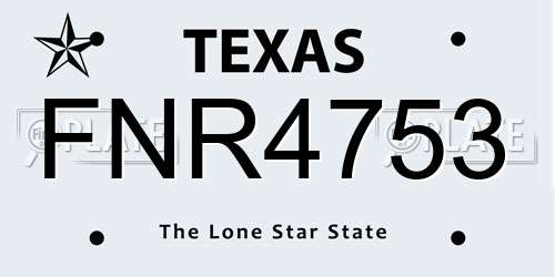 FNR4753 Texas License Plate