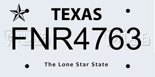 FNR4763 Texas License Plate