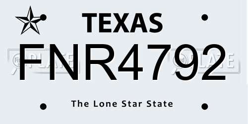 FNR4792 Texas License Plate