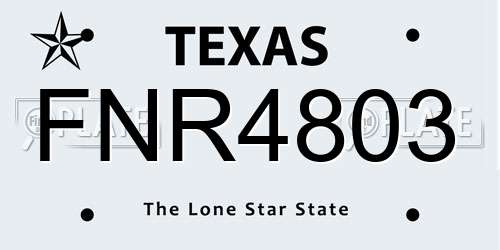 FNR4803 Texas License Plate