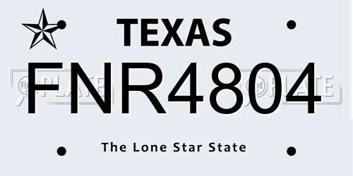 FNR4804 Texas License Plate