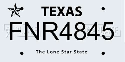 FNR4845 Texas License Plate