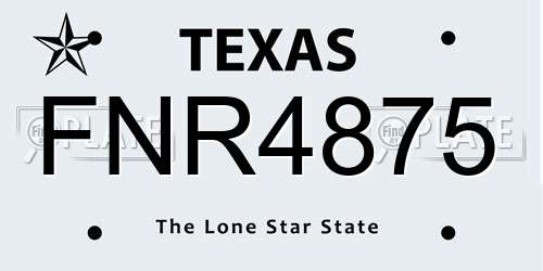 FNR4875 Texas License Plate