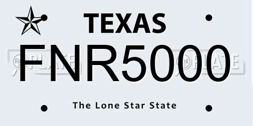 FNR5000 Texas License Plate