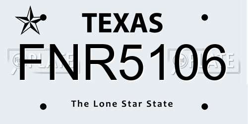 FNR5106 Texas License Plate