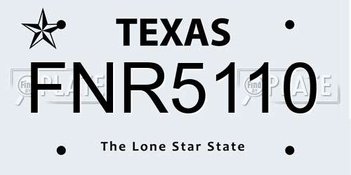 FNR5110 Texas License Plate