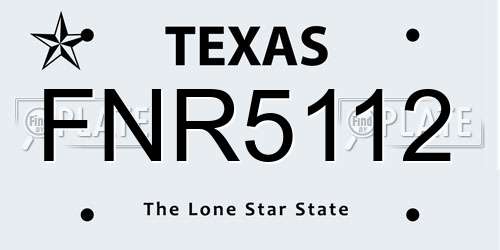 FNR5112 Texas License Plate