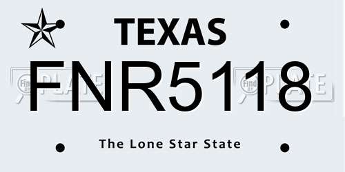 FNR5118 Texas License Plate
