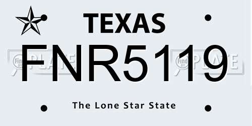 FNR5119 Texas License Plate