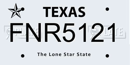 FNR5121 Texas License Plate
