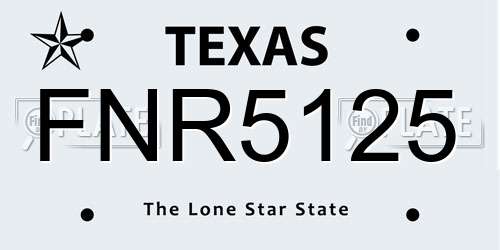FNR5125 Texas License Plate