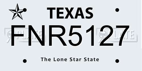 FNR5127 Texas License Plate