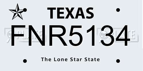 FNR5134 Texas License Plate