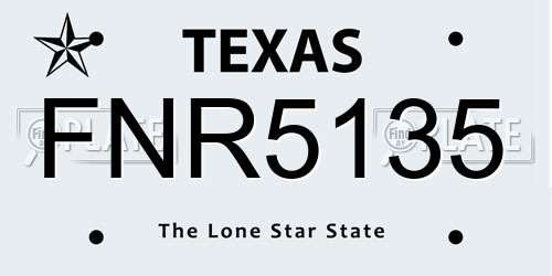 FNR5135 Texas License Plate