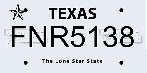 FNR5138 Texas License Plate