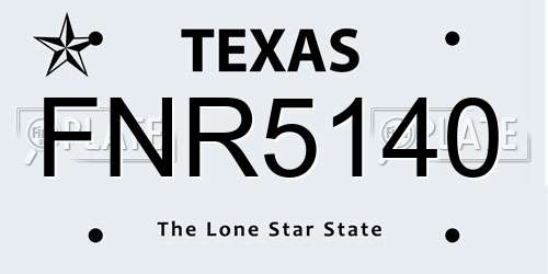 FNR5140 Texas License Plate