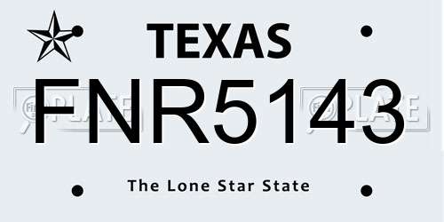 FNR5143 Texas License Plate