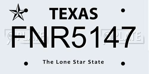 FNR5147 Texas License Plate