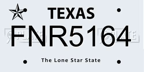 FNR5164 Texas License Plate