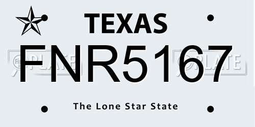 FNR5167 Texas License Plate