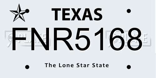 FNR5168 Texas License Plate