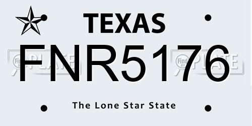 FNR5176 Texas License Plate