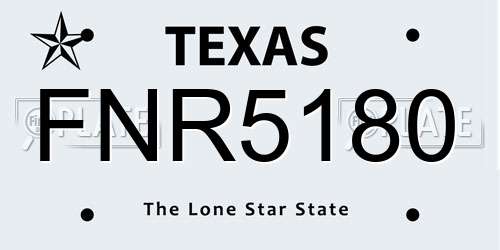 FNR5180 Texas License Plate