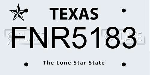 FNR5183 Texas License Plate