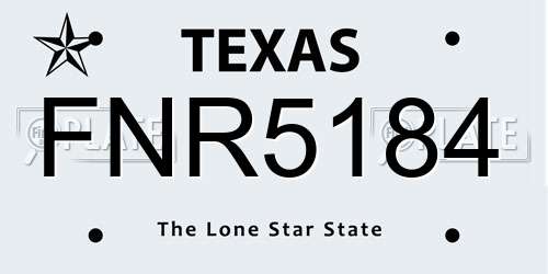 FNR5184 Texas License Plate