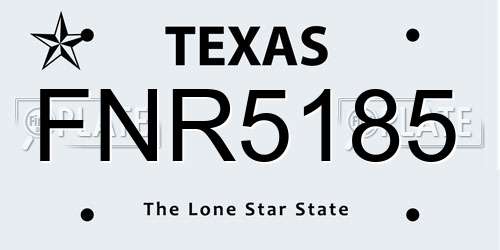 FNR5185 Texas License Plate
