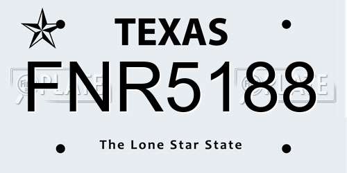 FNR5188 Texas License Plate