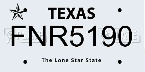 FNR5190 Texas License Plate